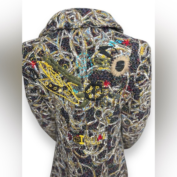 NWT Desigual Abstracto Tierra Wool Blend Embroidered Coat - Picture 11 of 12